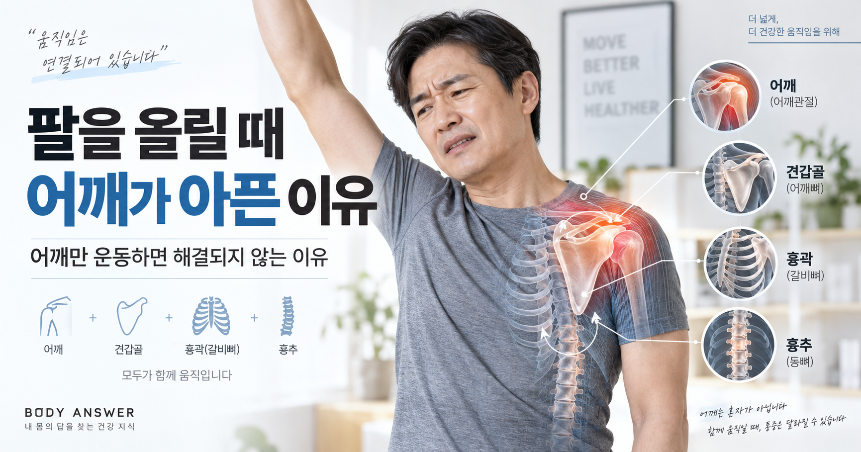 팔을 올릴 때 어깨가 아픈 이유, 어깨만 운동하면 해결되지 않는 이유